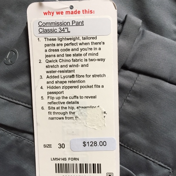 NWT LULULEMON LULULEMON MEN’S COMMISSION PANT 30 - Picture 6 of 8